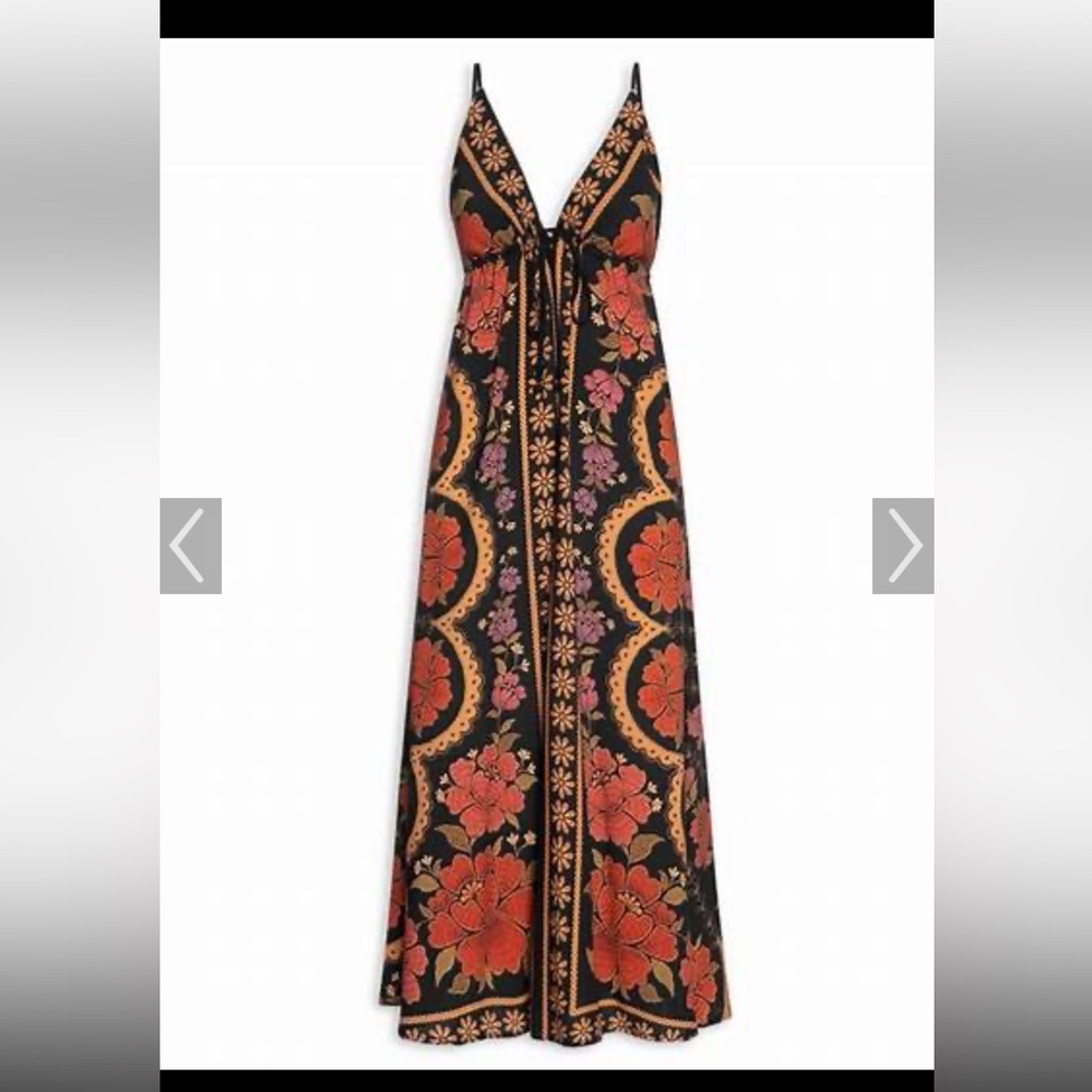 FARM Rio Black and Orange Floral Maxi Dress - Picture 4 of 5